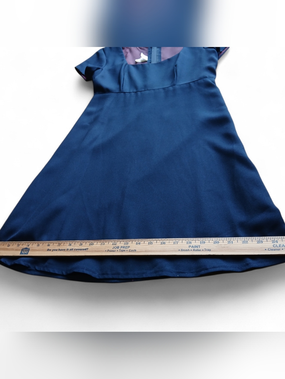 IGLWU Vintage Women's Size Small Navy Fit-and-Flare Dress with Purple Lining - Picture 10 of 15